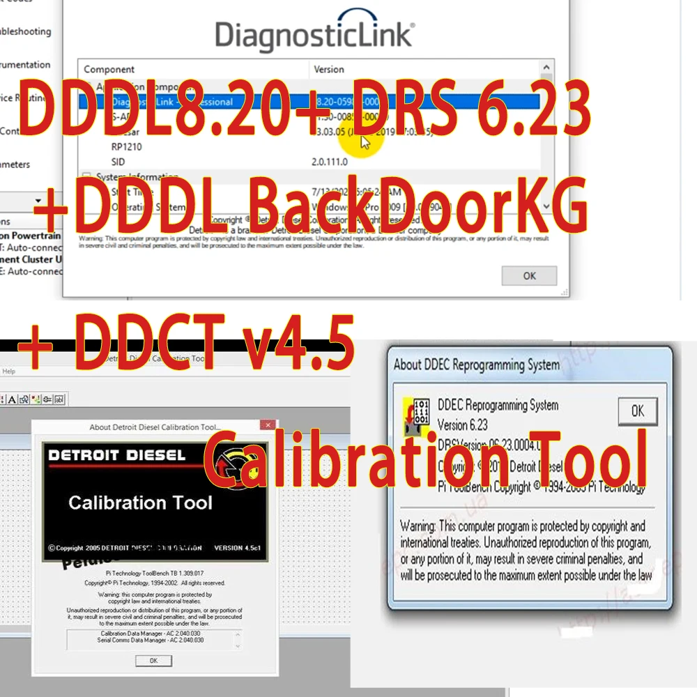 Горячий DDDL 8.20 SP1 Detroit Diesel Diagnostic Link Level 10+10+10 + DDDL BackDoorKG + DRS 6.23 + DDCT v4.5 Калибровочный инструмент
