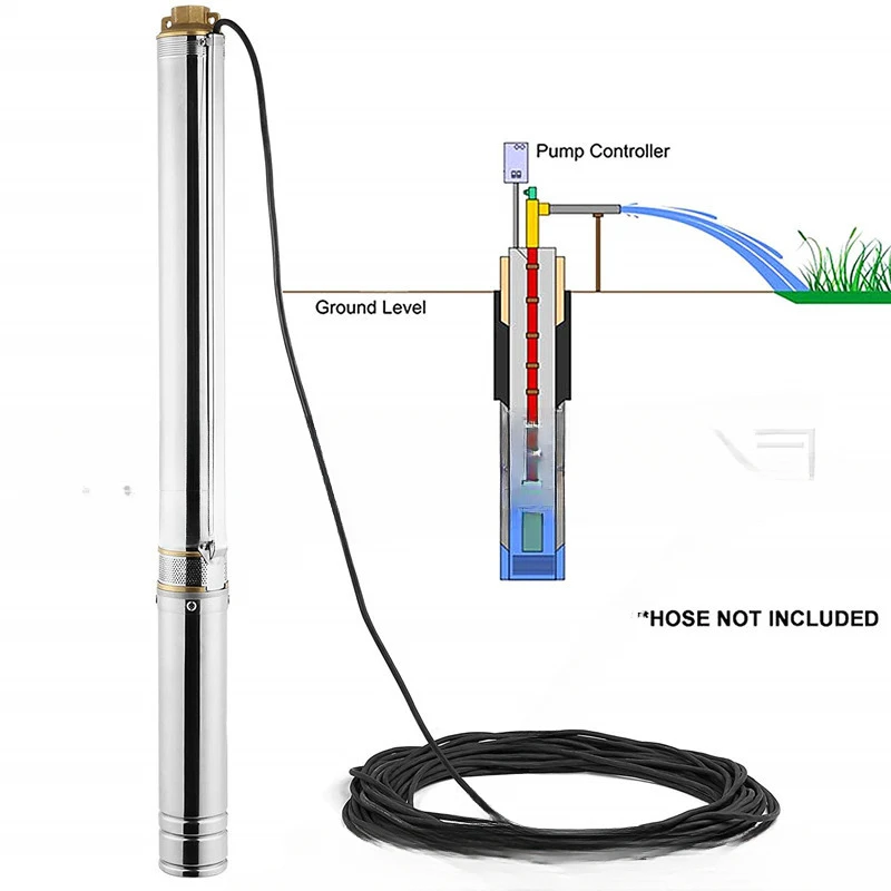 Edelstahl Tauch pumpe 2 PS Tiefbrunnen pumpe Haushalt landwirtschaft liche Hochdruck pumpe 220V/50Hz europäischer Standard 4"