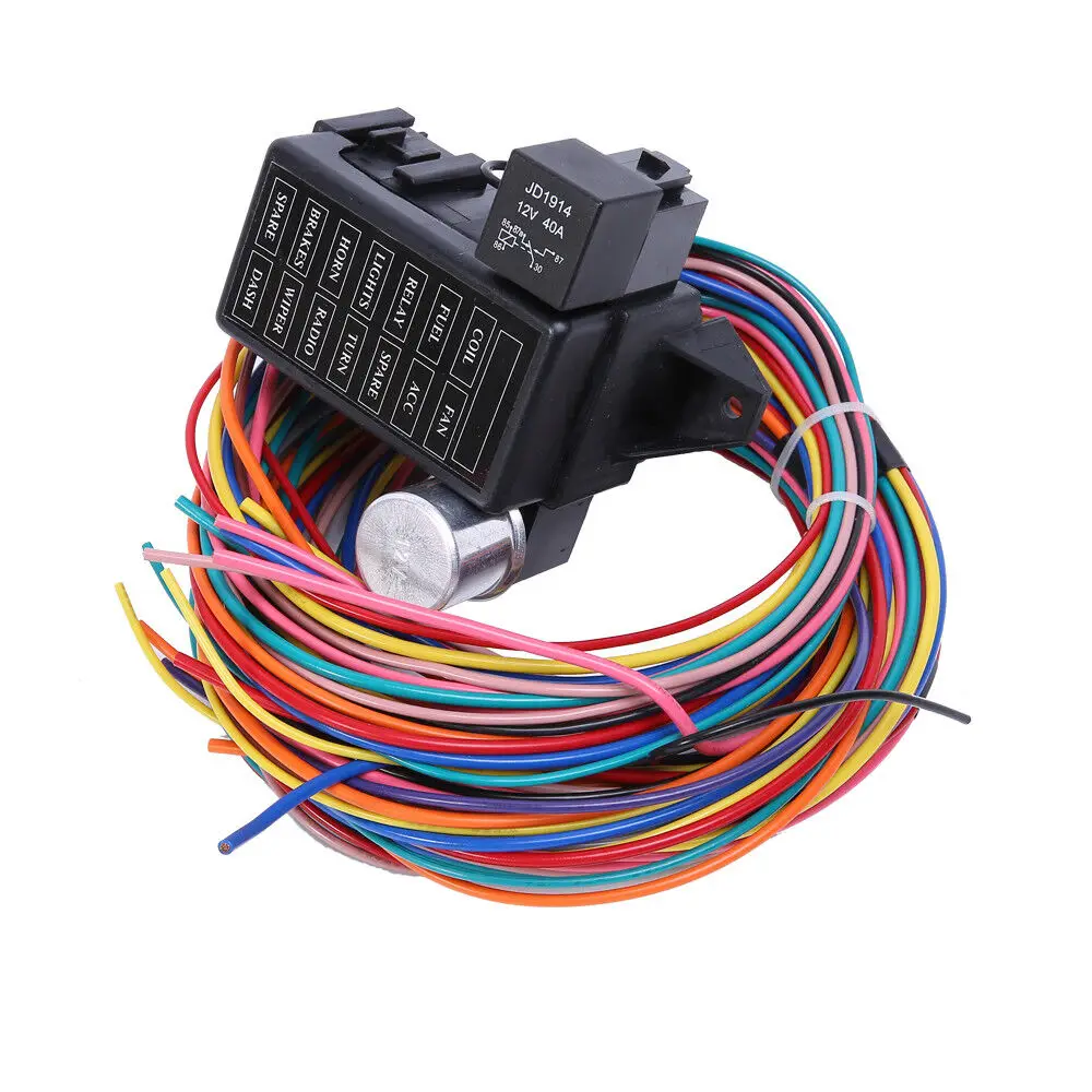 6/12/14 Way 12V Auto Car Power Distribution Blade Fuse Holder Box Block Panel Wiring Harness Car Wires Fuse Box Assembly