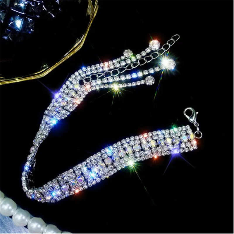 Crystal Bracelets Rhinestone Multi-Layer Tassel Bracelet For Women Girls Bridal Bracelets Wedding Party Jewelry Gifts Wholesale