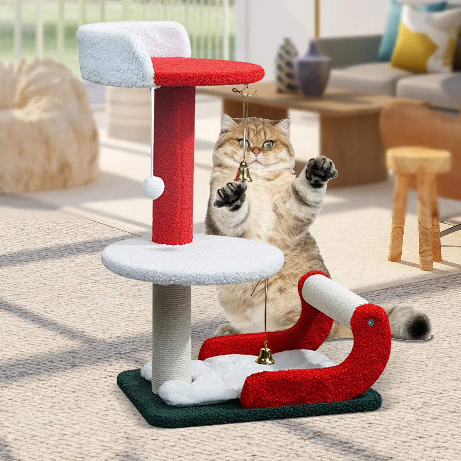 Christmas Cat Scratcher Post for Indoor Cats Scratching Board Pet Supplies Playing Cat Bed House Interactive Grinding Claw Rest