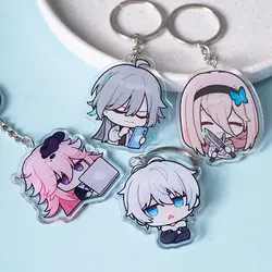 Honkai Impact 3 The Thirteen Flame-Chasers Key Chain Double-sided Pattern Acrylic Figure Keychains Metal Key Ring Jewelry Gifts