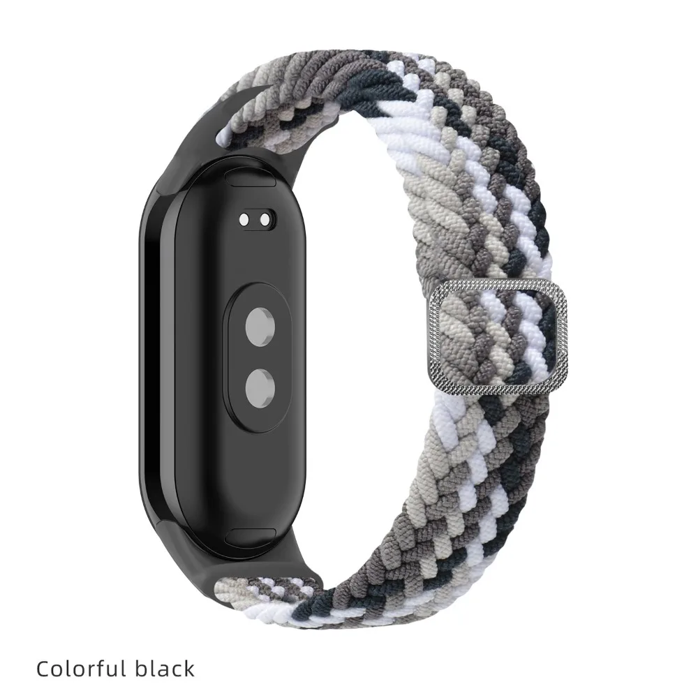 Bracelet de montre tissé en nylon réglable pour Xiaomi Band 8, sangle ultra mince, structure marketen métal confortable