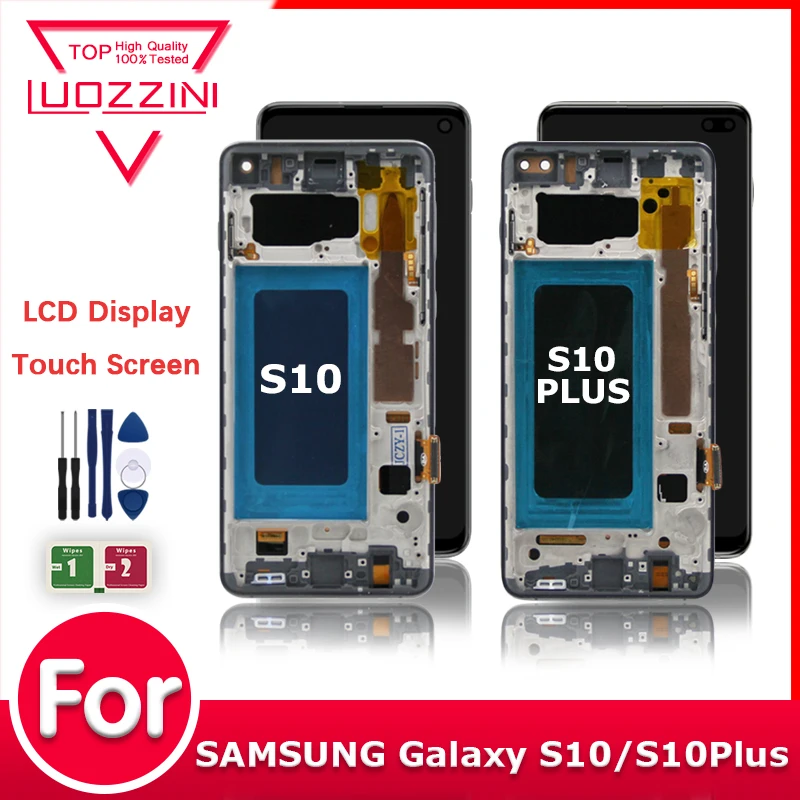 TFT Display For Samsung Galaxy S10 SM-G973F SM-G973U SM-G973W S10 Plus G975F/DS LCD Touch Screen Digitizer With Frame Tested