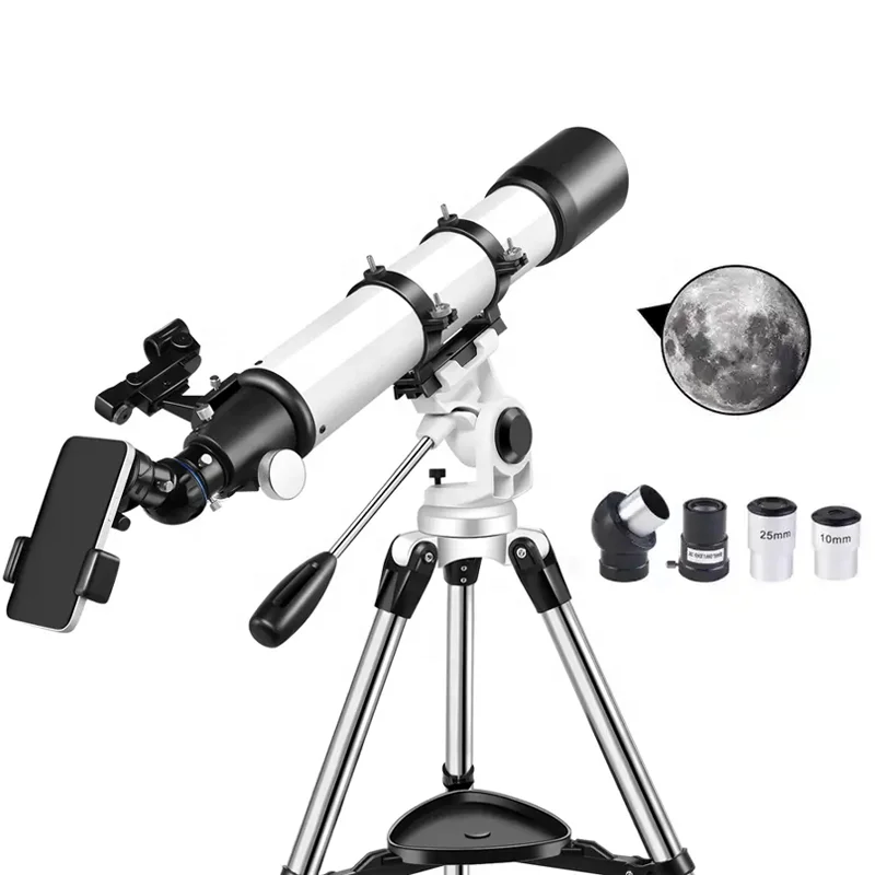 70mm 900mm Refractor Astronomical Telescope with Adjustable Tripod and Red Dot Finder for Moon Star Observation