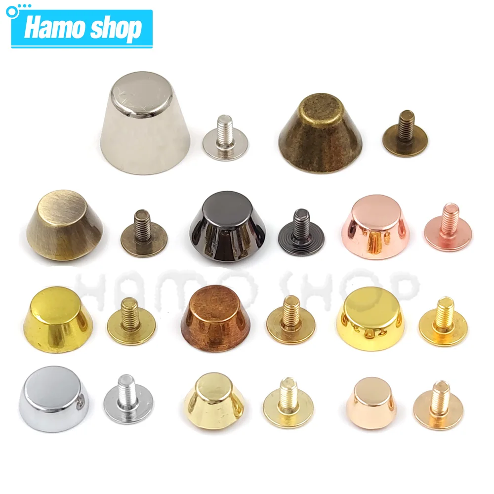 4pcs 8-16mm Metal Bucket Shape Screw Back Rivets Studs Nail Stud for Garment Belt Wallet Leathercraft Accessories Decoration