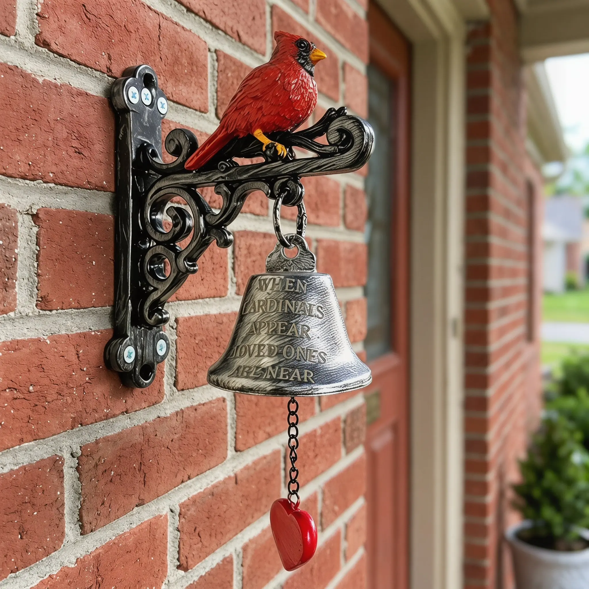 Red Cardinal Bird Dinner Bell Vintage Cast Iron Bird Bell Decorative Craft Bell Wall Mount Doorbell Farmhouse Backyard Door Bell