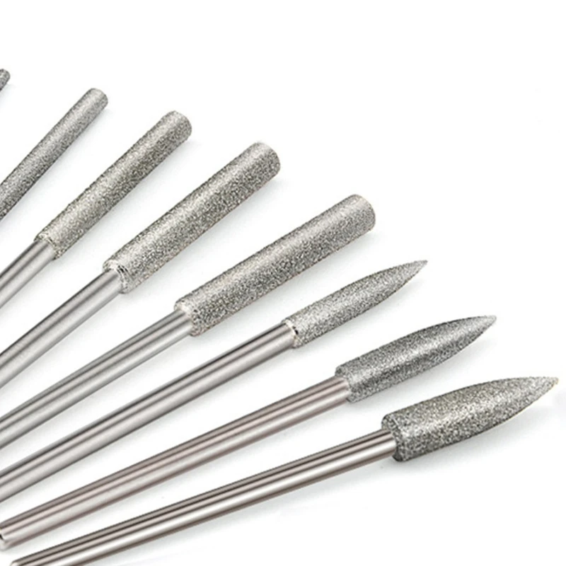11PCS Kim cương mài Burrs Diamonds Công cụ BITS Diamonds Grinding Head Set cho DIY Craft & Home Repair Project