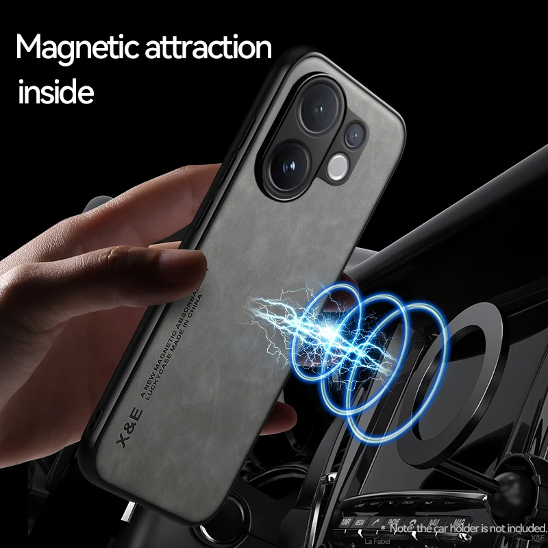 حافظة جلدية فاخرة لهاتف vivo V60 حامل هاتف مغناطيسي للسيارة لهاتف V50 Lite V50 5G Fundas