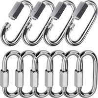 10pcs Quick Link Ring Stainless Steel Heavy Duty Carabiner D-Lock Repair Pet Keychain For Outdoor Travel Equipment M4M5M6M8M10
