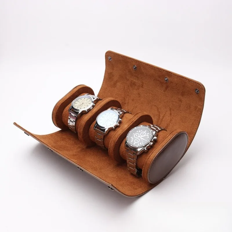 

Органайзер для часов на 3 слота из ПУ, чехол-дисплей для наручных часов, сумка для хранения и организации часов – надежное хранение, пылезащитный, черный/коричневый