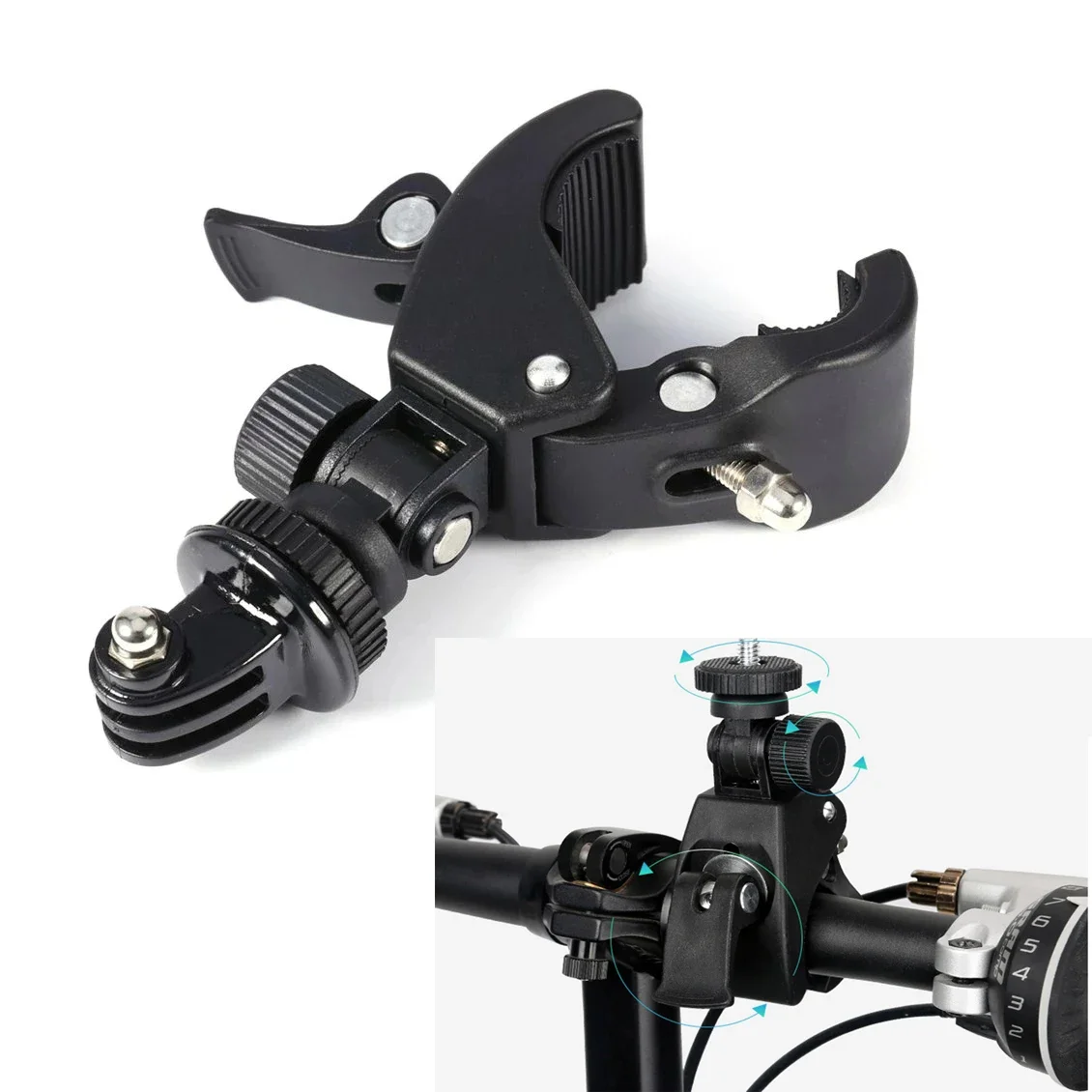 FF-T9A Bicycle Motorcycle Handlebar Handle Clamp Bar Camera Mount Tripod Adapter For Gopro Hero 11 10 Black Insta360 x3 One x2