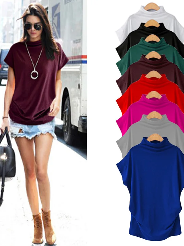 

New Women's Midne Loose plus Size ort Sve T-irt Casual Sle Polyester Fabric Moisture ng Summer Top