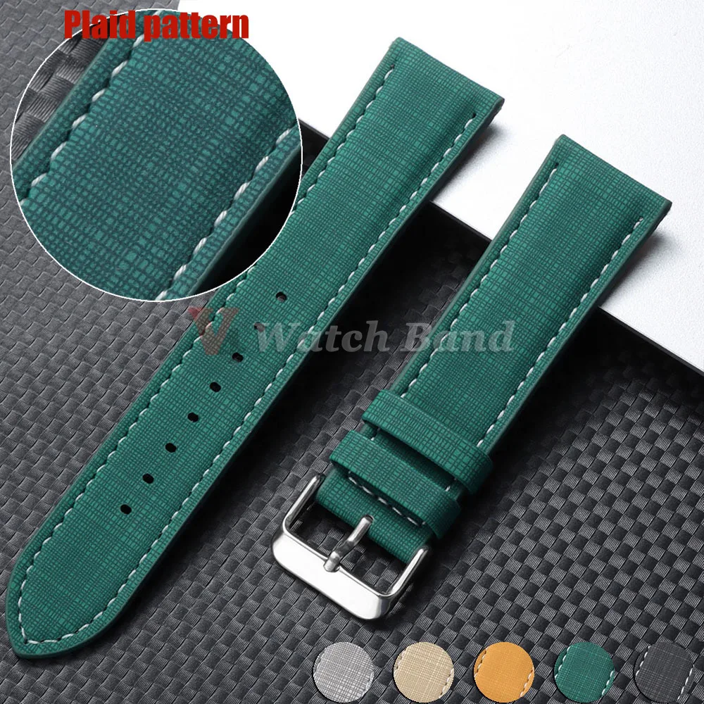 18mm 20mm 22mm Karomuster-Design Armband mit Metallschnalle Uhrenarmband für Damen und Herren Business-Uhrenband Ersatz-Armband Zubehör