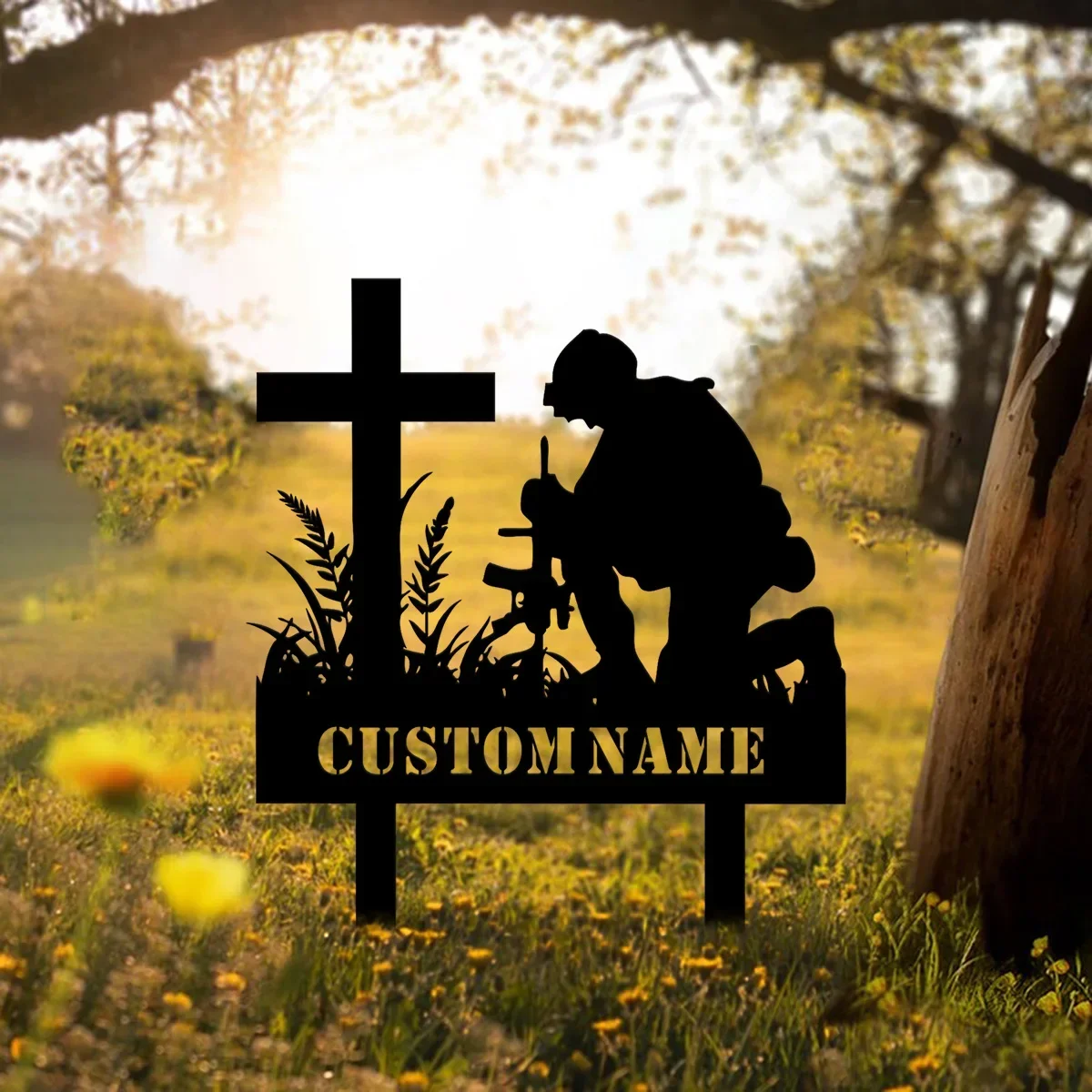 Personalized Outdoor Memorial Soldier Name Metal Sign: A Dignified Memorial, Perfect for Honoring Soldiers Outdoors.