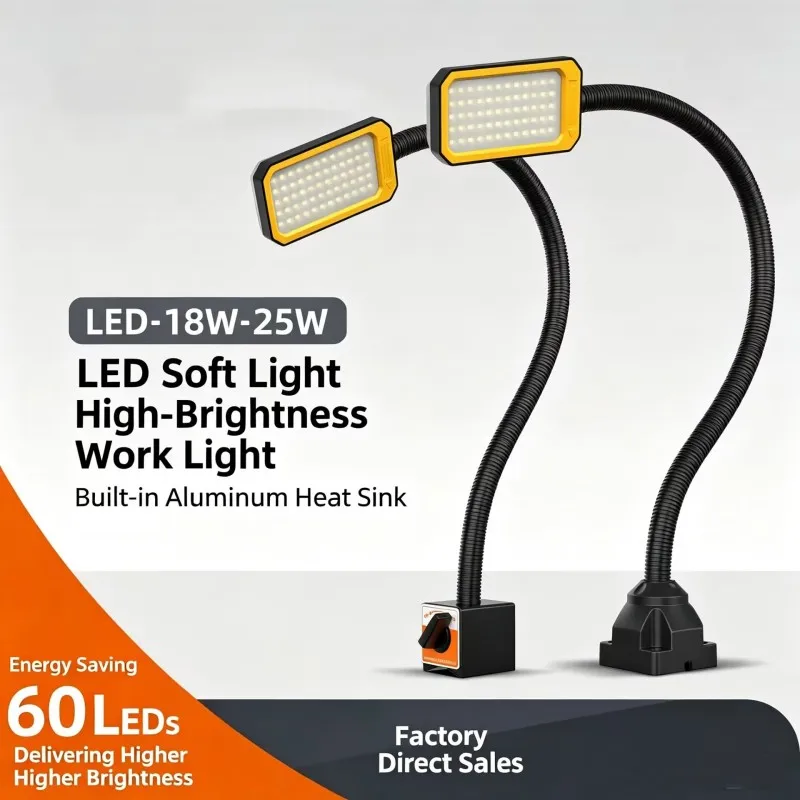 18w-25w-led-machine-tool-work-light-with-strong-magnetic-extended-50-80cm-flexiable-hose-24v-220v-lathe-punch-machinetable-lamp