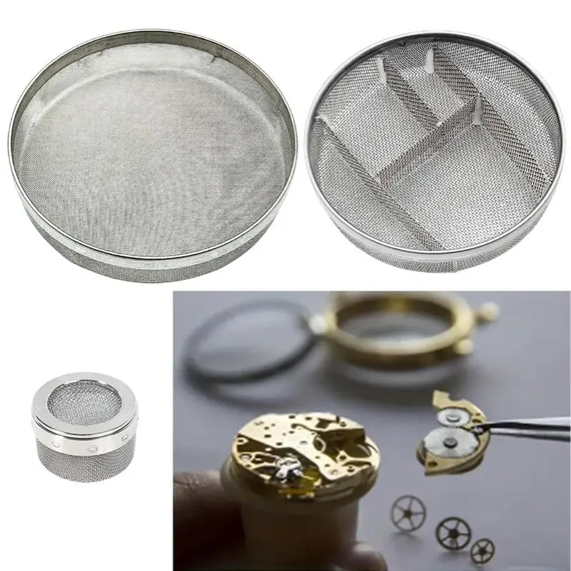 Stainless Steel Watch Repair Cleaner Basket Fine Mesh Net Oil Tray for Jewelry Maintenance Tools