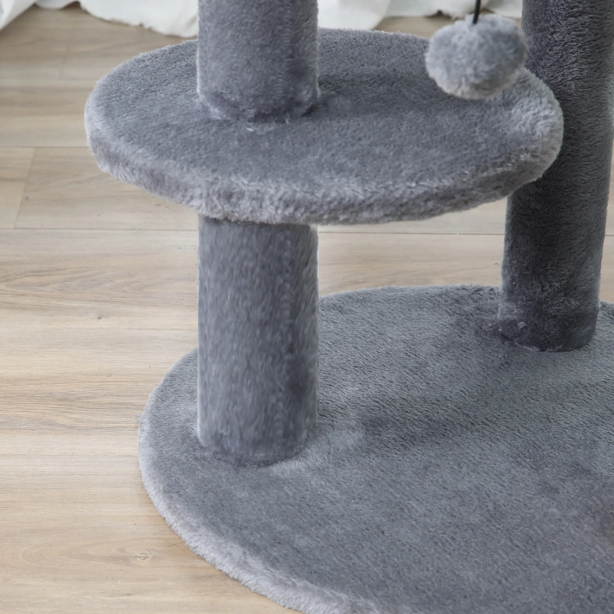 PawHut 4 Tiers 104cm Cat Tree w/ Scratching Posts Perches Hanging Ball