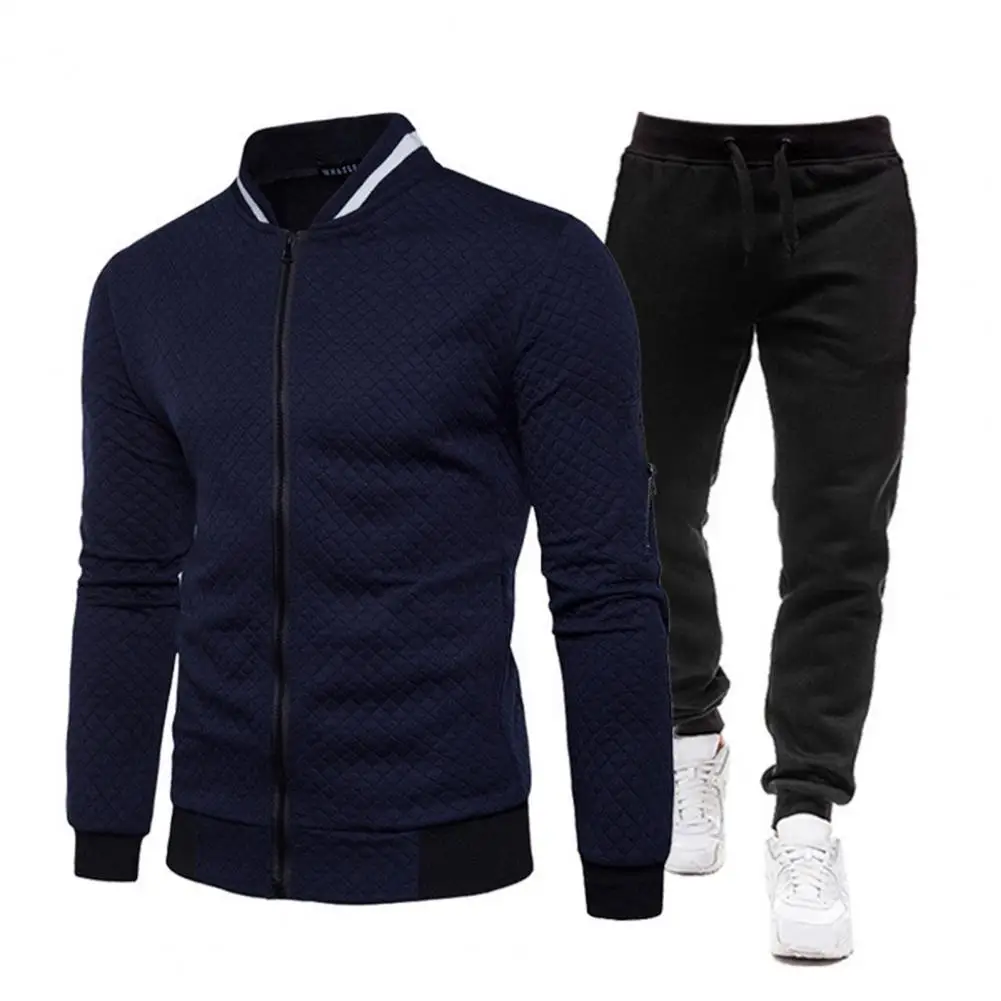 

Two-piece Set Men Tracksuit Zipper Jacket Drawstring Jogger Pants Autumn Winter Suits Outdoor Sports Men Outfit