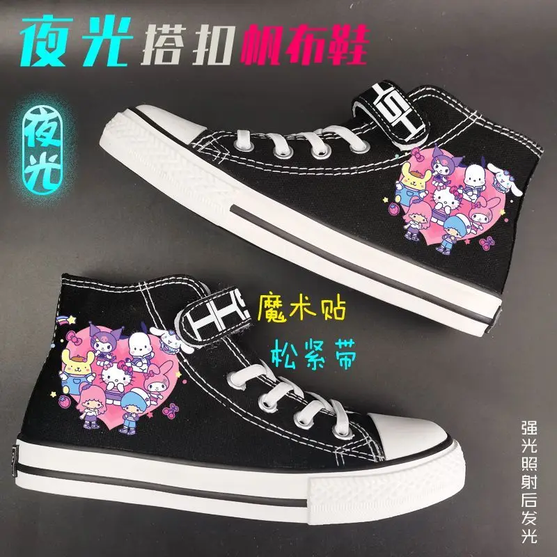 Zapatillas de lona Kawaii Sanrio Ins para niños, Hello Kitty, Cinnamoroll, Anime, dibujos animados, regalo, Primavera