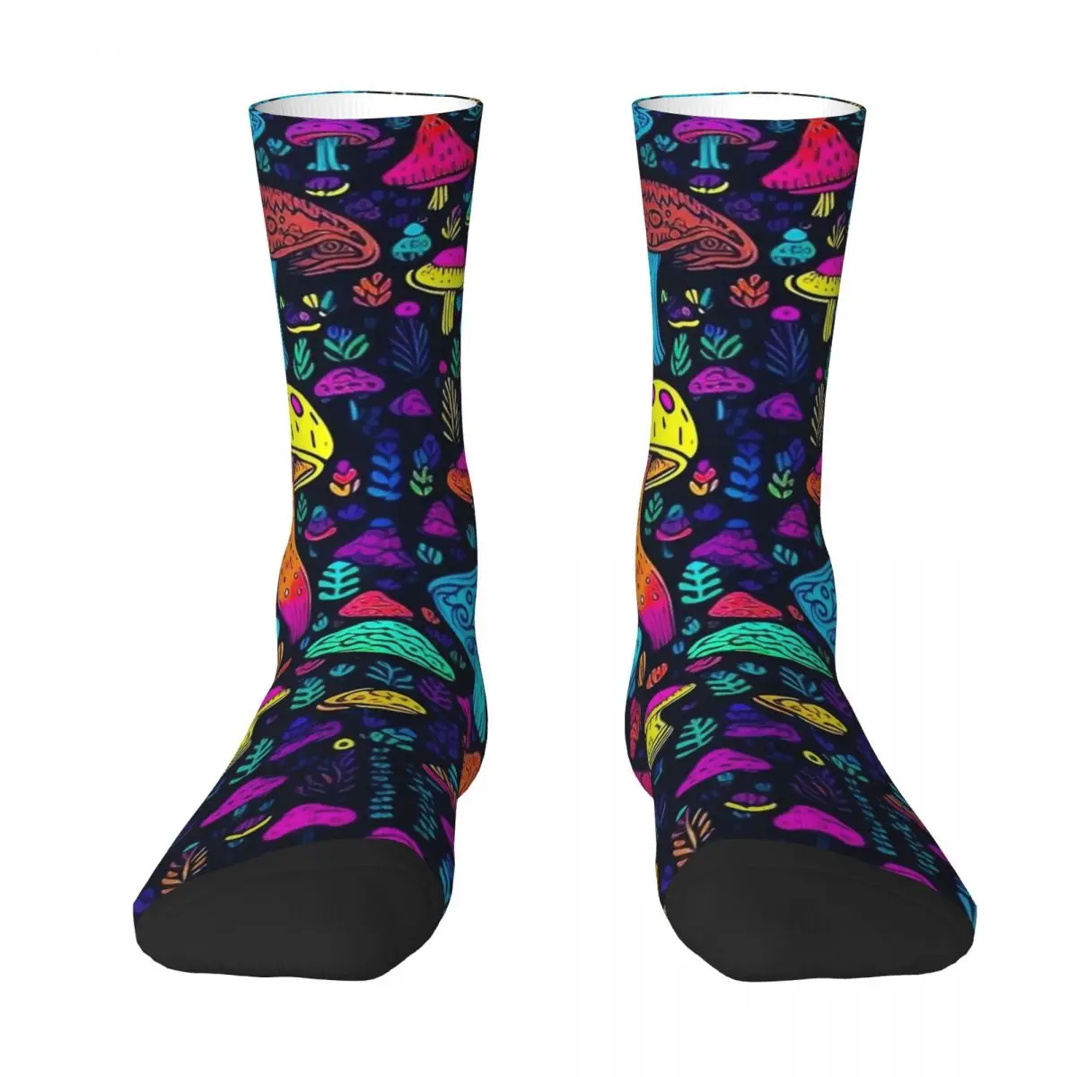 Bright And Colorful Psychedelic Mushroom Stockings Men's Rainbow Plant Socks Breathable Socks Autumn Cycling Anti Sweat Socks