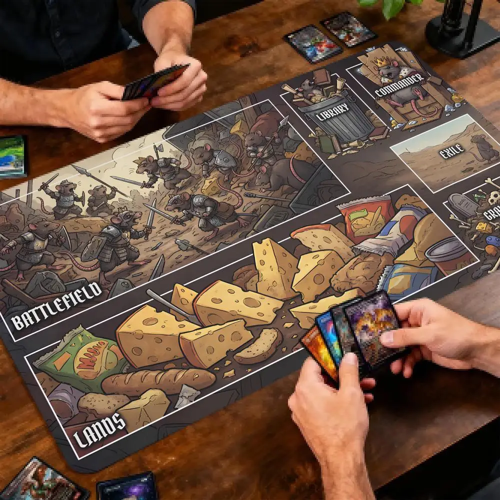 Battle-Fighting Mouse Soldier Design Magic Party-Spielmatte, strapazierfähiger Gummi für MTG&TCG-Spiele, 35 x 60 cm, Mauspad, Büro-Schreibtischmatten