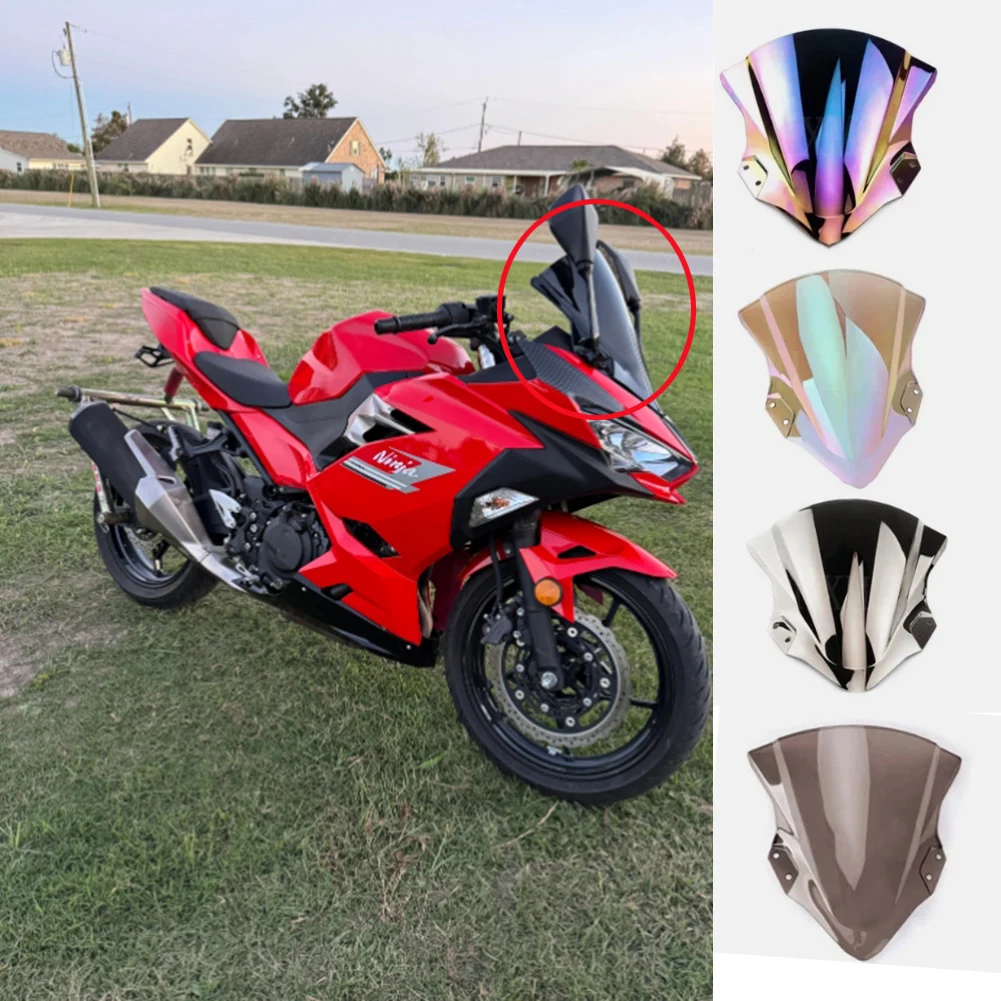 

Front Clear/Dark/Iridium Wind Deflector Windshield Windscreen Double Bubble For Kawasaki EX400R NINJA400 2018-2024