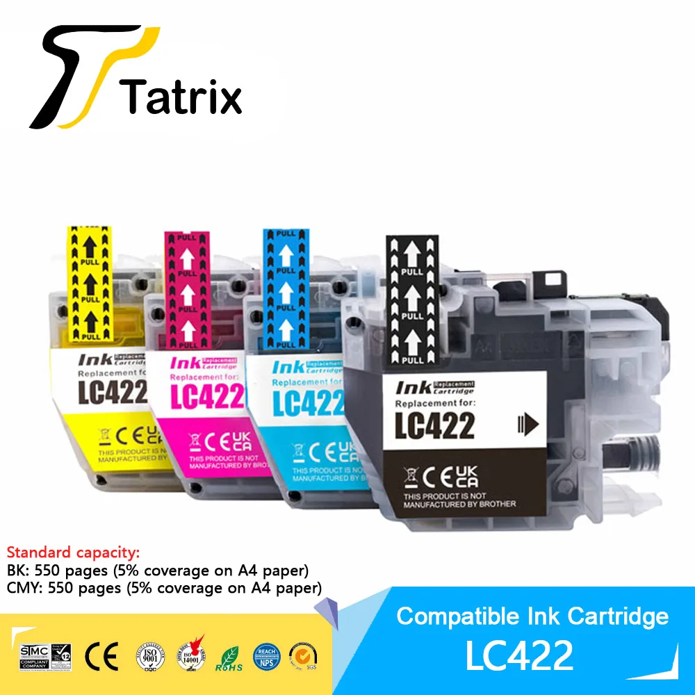 خرطوشة حبر متوافقة مع Tatrix ذات سعة قياسية LC422 لأخيه MFC-J5340DW MFC-J5345DW MFC-J5740DW MFC-J6540DW J6940DW