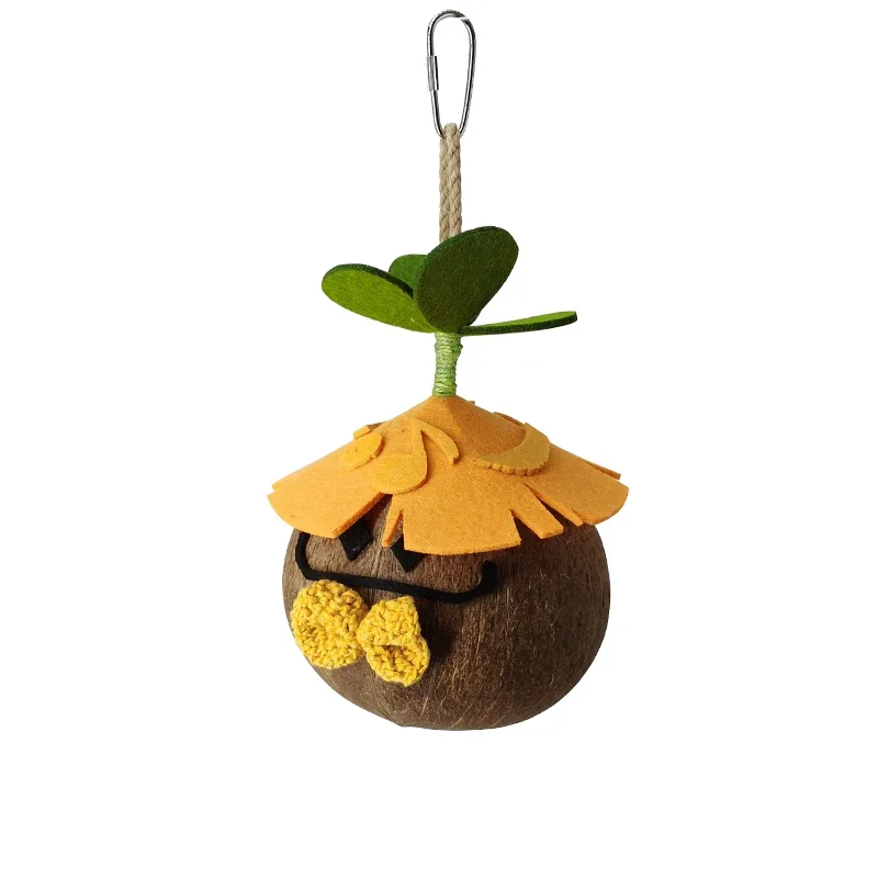 Lannaluo coconut shell parrot bird honey bag hamster nest bite-resistant pet products garden pendant original god fan