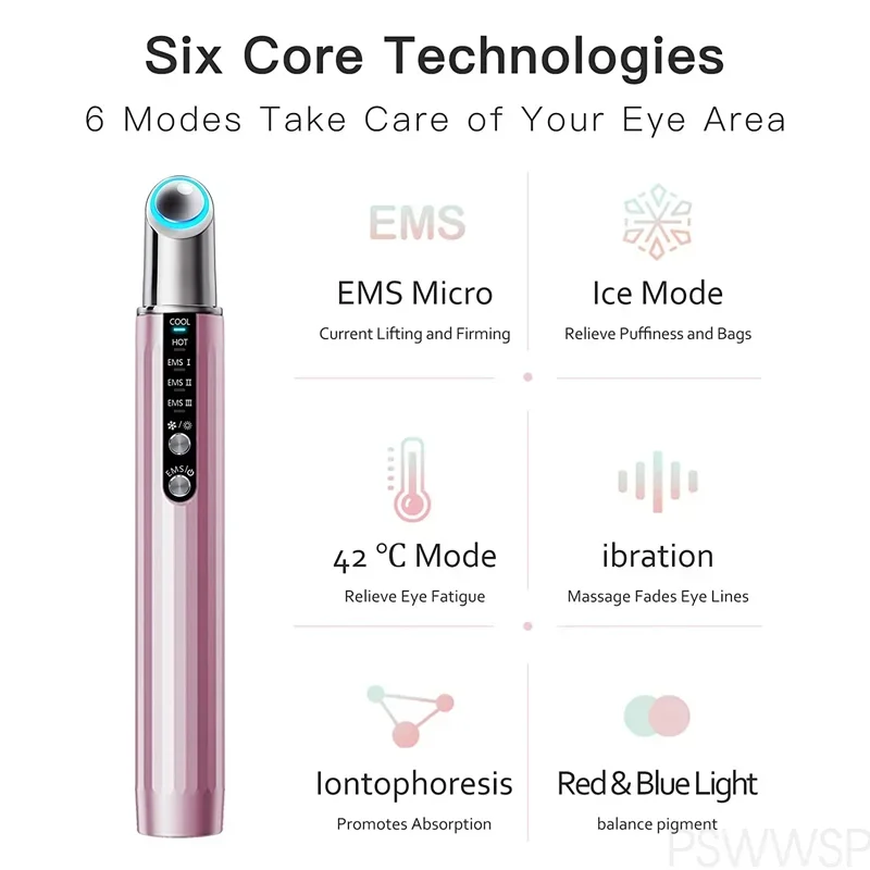 

EMS Hot and Cold Eye Massage Stick Wrinkle Removal Dark Circles Puffiness Eye Bags Eye Care Facial Beauty Machine