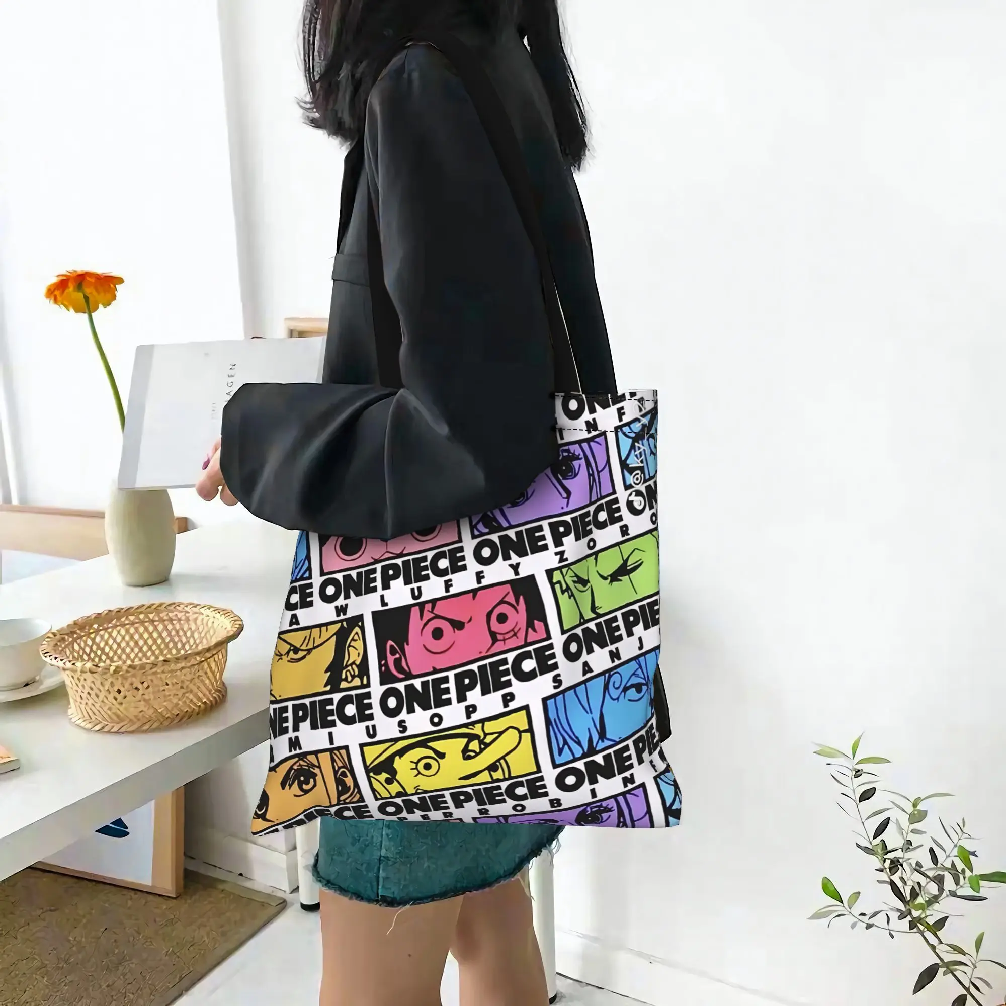 Fashion Anime One piece Theme Women's Bag Shopping Bag  Canvas Tote Bag Women'S Shoulder Handbag Christmas Gift