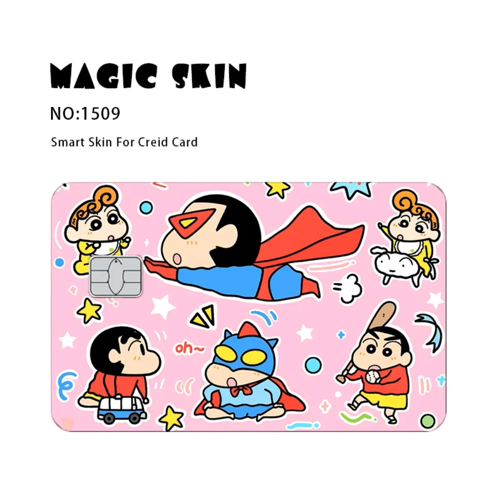 Kawaii تلوين شين تشان بوكر ملصق فيلم الشريط الجلد لبطاقة الخصم الائتمان الكرتون الديكور ملصقات مقاومة للماء رقاقة صغيرة #4