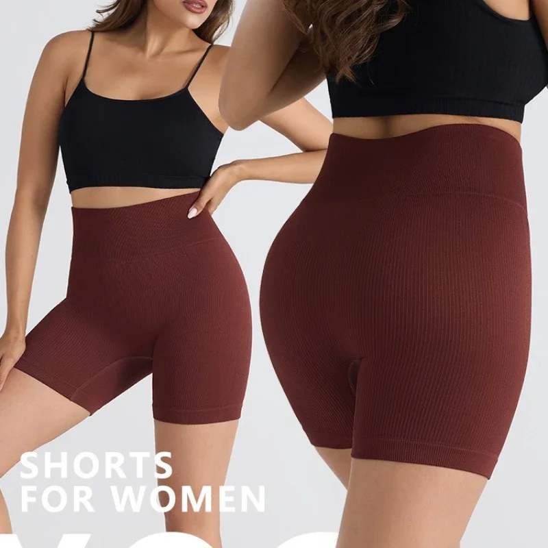 Seamlesssnugshorts de yoga de cintura alta para mulheres sem costura hip levantamento shorts de treino ginásio fitness ciclismo slimethelastic fashiontights