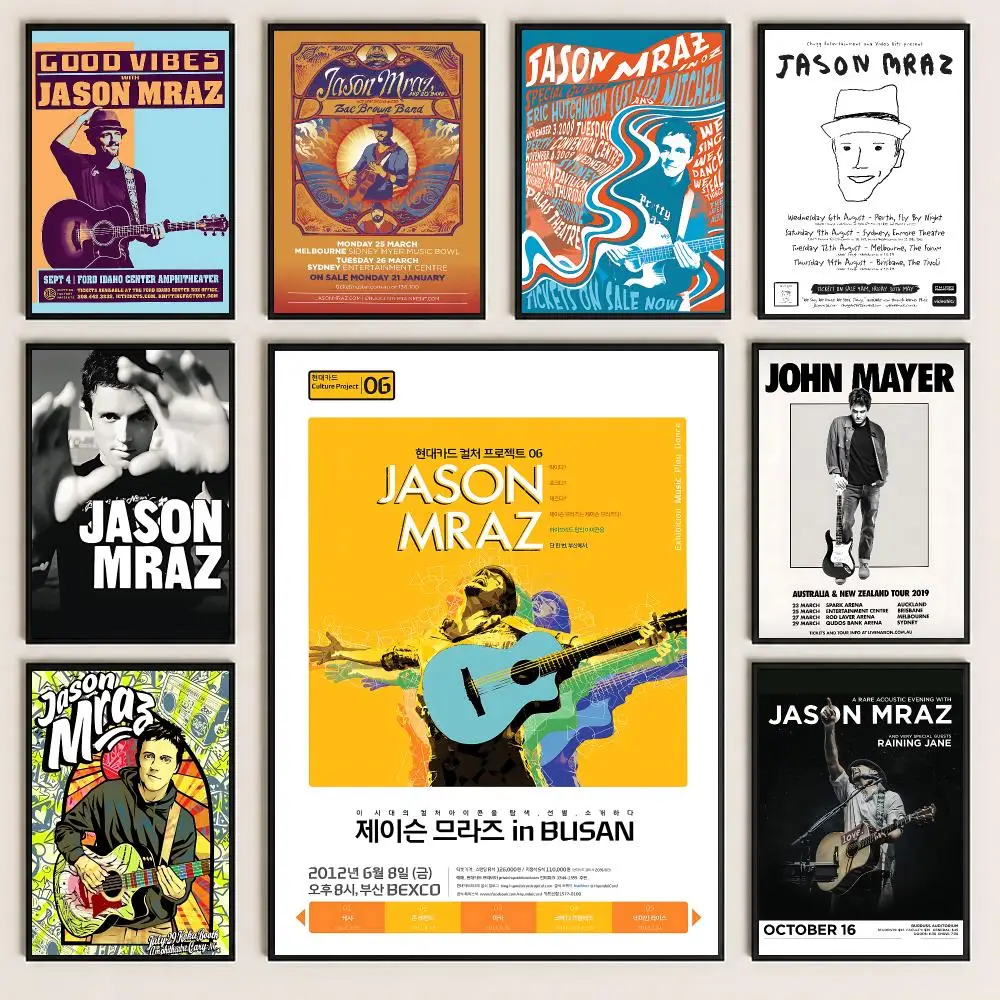 music Jason Mraz Poster Poster HD Printing Cozy and Warm Style for Home Decor for Bedrooms Cafes Gift Giving