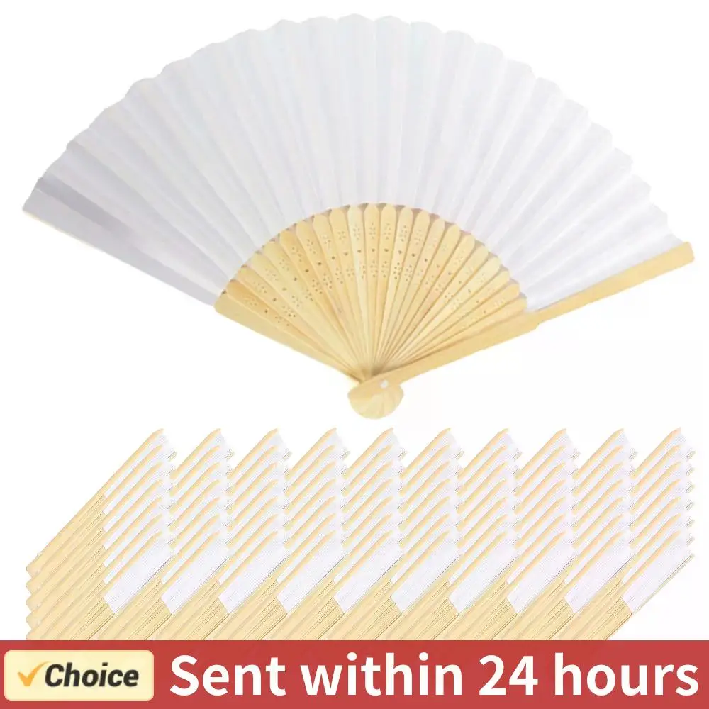 10/20/30pcs White Foldable Paper Fan Portable Chinese Bamboo Fan Wedding Gifts For Guest Birthday Party Decoration Kids Painting