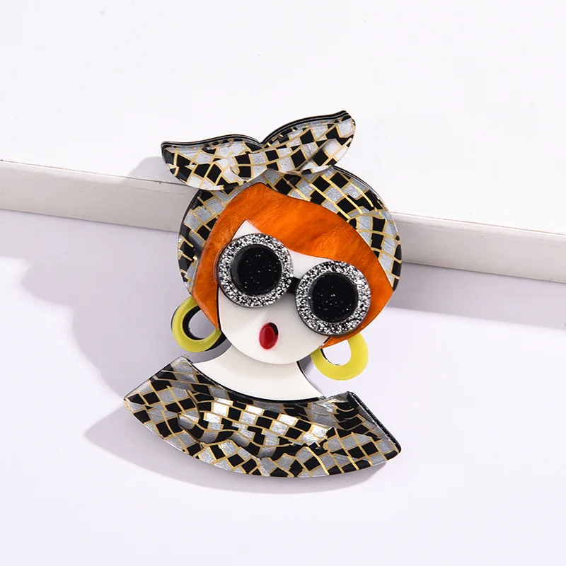 Frauen Charakter Acryl Brosche Mode Kleidung Pin Schmuck