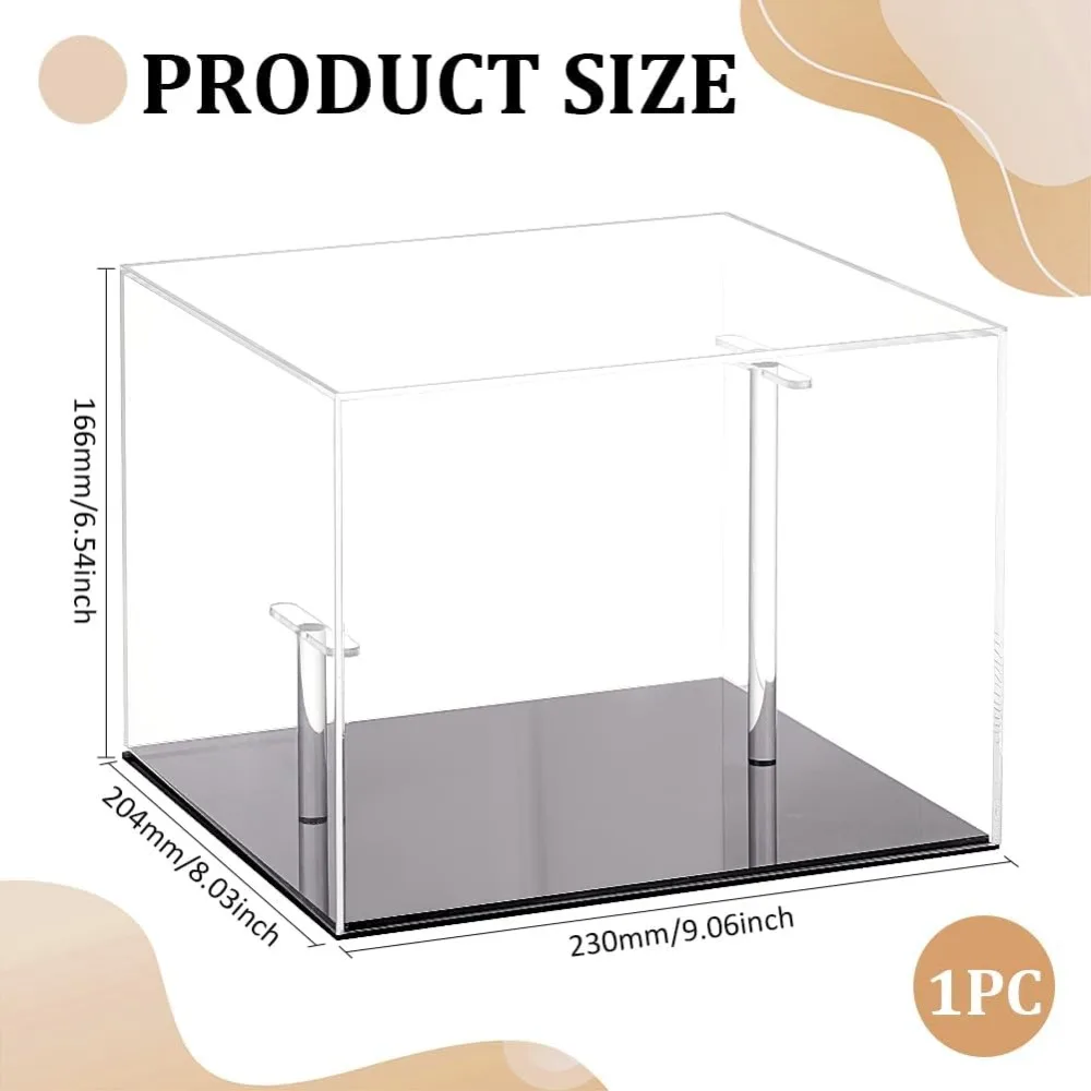 Clear Acrylic Hat Display Case 9.1x8x6.5inch Cap Display Stand Holder Dustproof Cap Storage Holder with Black Base Transparent