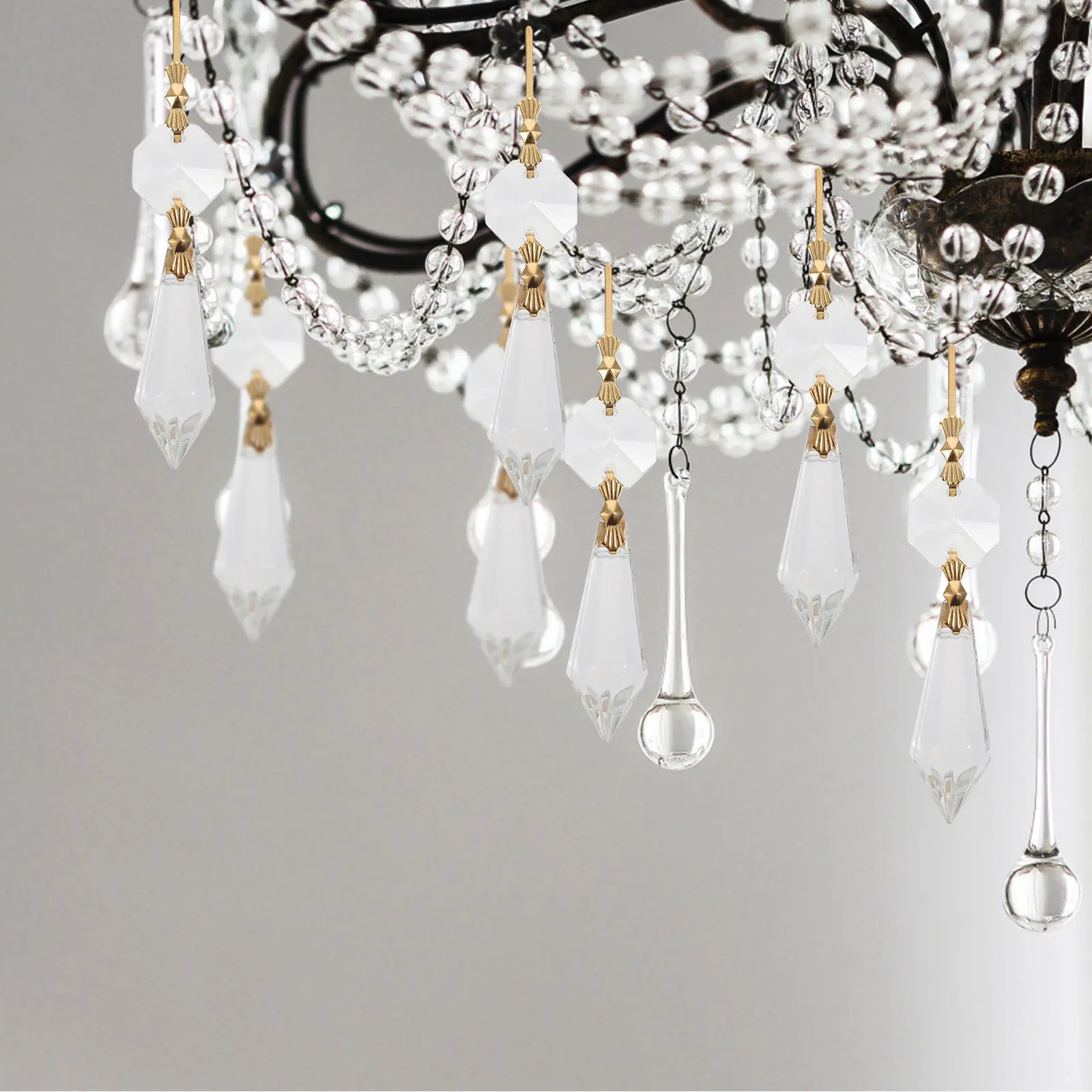 20Pcs Crystal Chandelier Icicle Prisms Parts Easy to Install Remove Chandelier Upgrade Decor for Living Dining