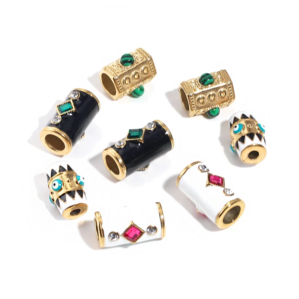 

2pcs Spacer Beads Charms Stainless Steel 18K Gold Color Big Hole Spacer Beads Charms Pendants for Bracelets Jewelry Making