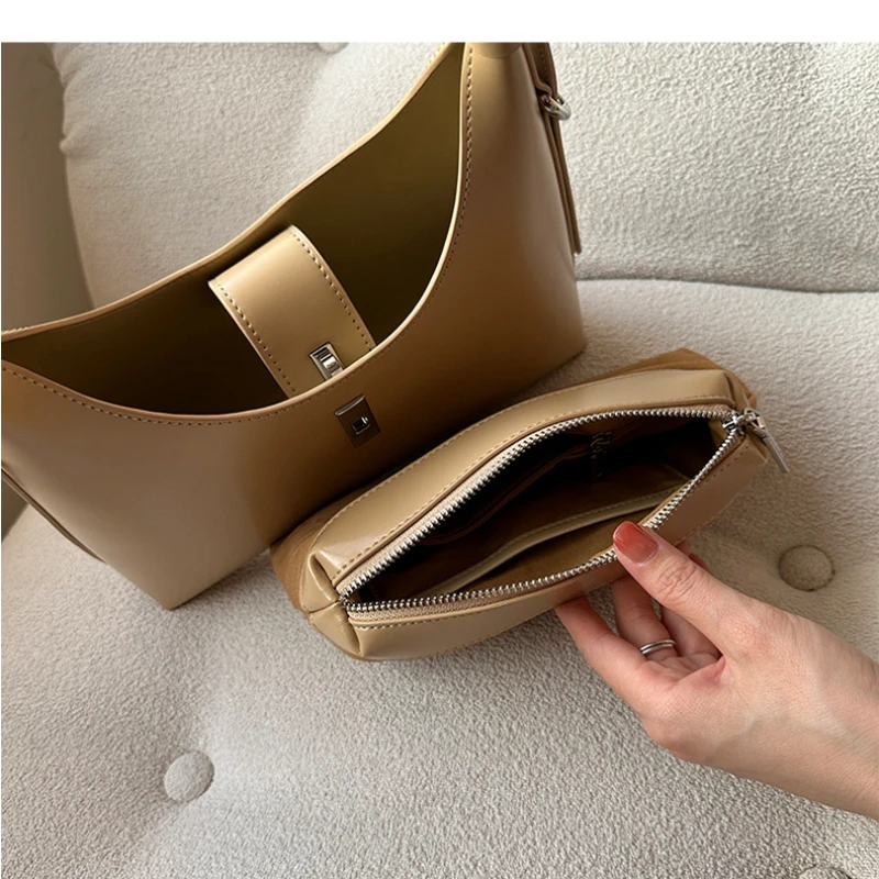 Women\'s Handbag New Spring and Summer Luxury Design Genuine Leather One Shoulder Bag Fashion Portable Slung Underarm Bag Girl