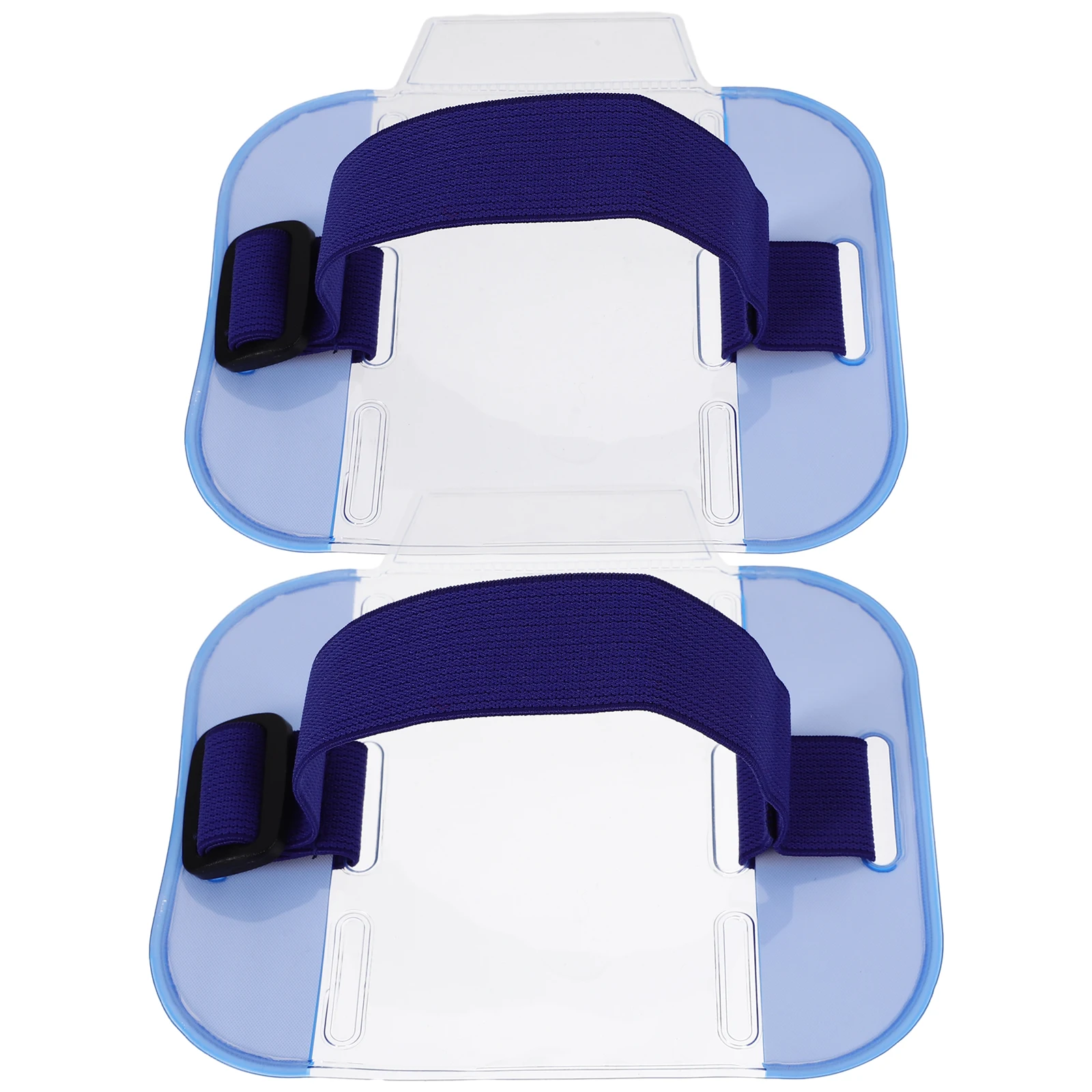 

2pcs Blue Arm Band Adjustable ID Badge Holders Colorful Card Holder PVC Transparent Visual Window Security Credentials Display