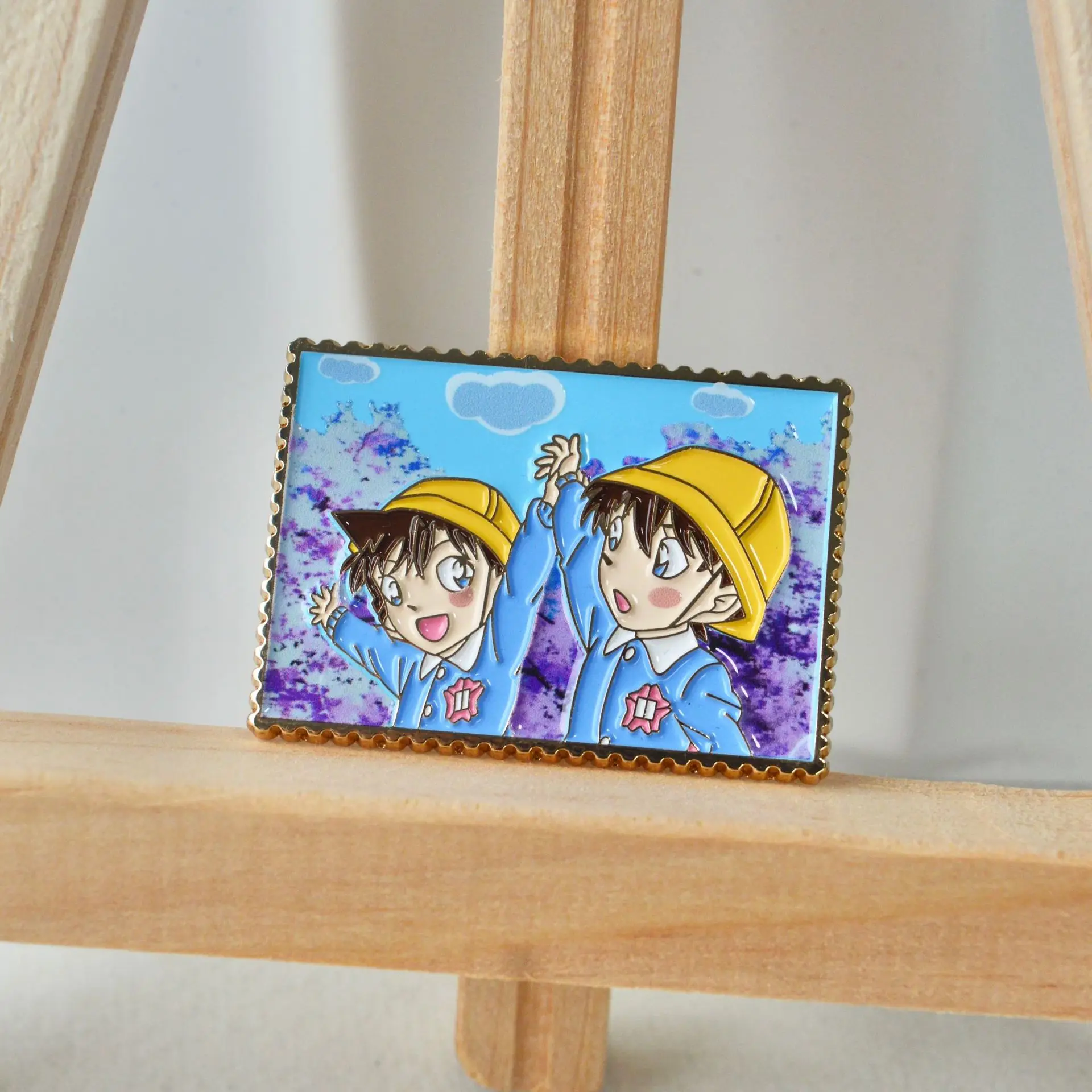 Anime Detective Conan Pins Pendant Kudou Shinichi Mouri Ran Metal Badges Manga Brooches for Bag Backpack Clothing Lapel Cosplay