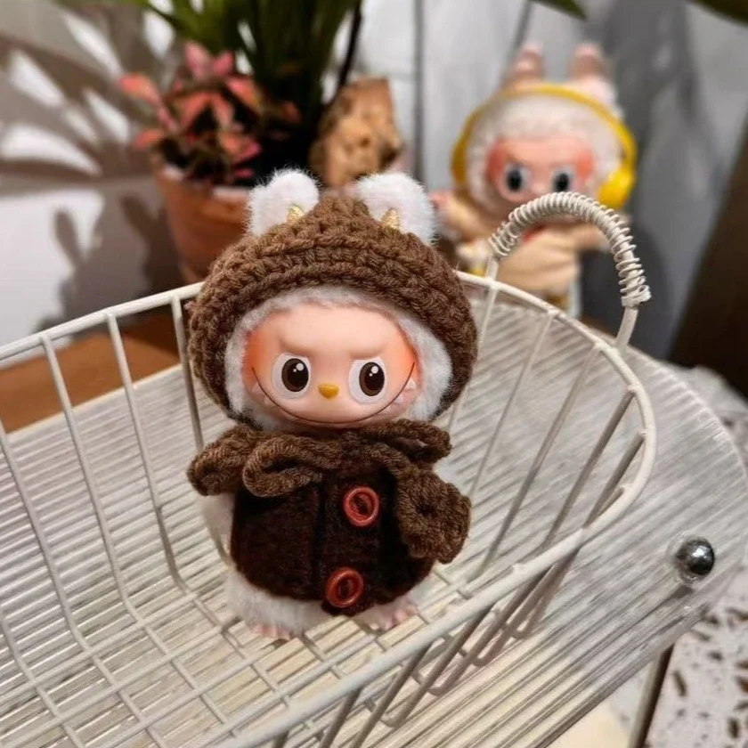 Christmas Clothes For Labubu V4 Accessories Knitted with Hat Set For labubu 4.0 The Monsters Pin for Love Series Doll Outfit