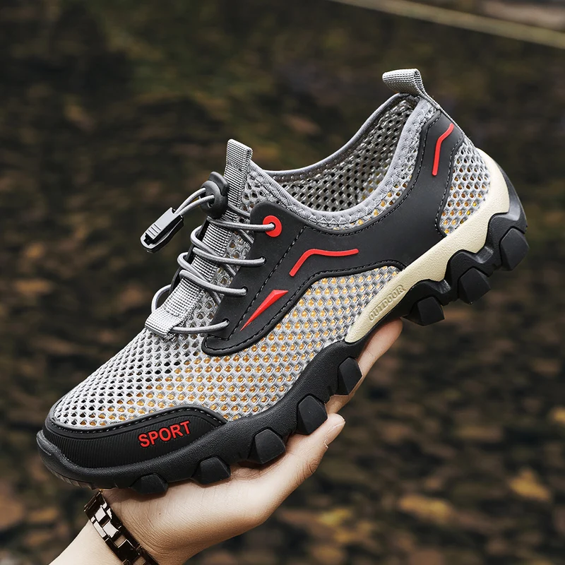 

Летние мужские сетчатые спортивные кроссовки, модные дышащие легкие противоскользящие кроссовки для альпинизма, повседневная обувь для путешествий и бега на открытом воздухе