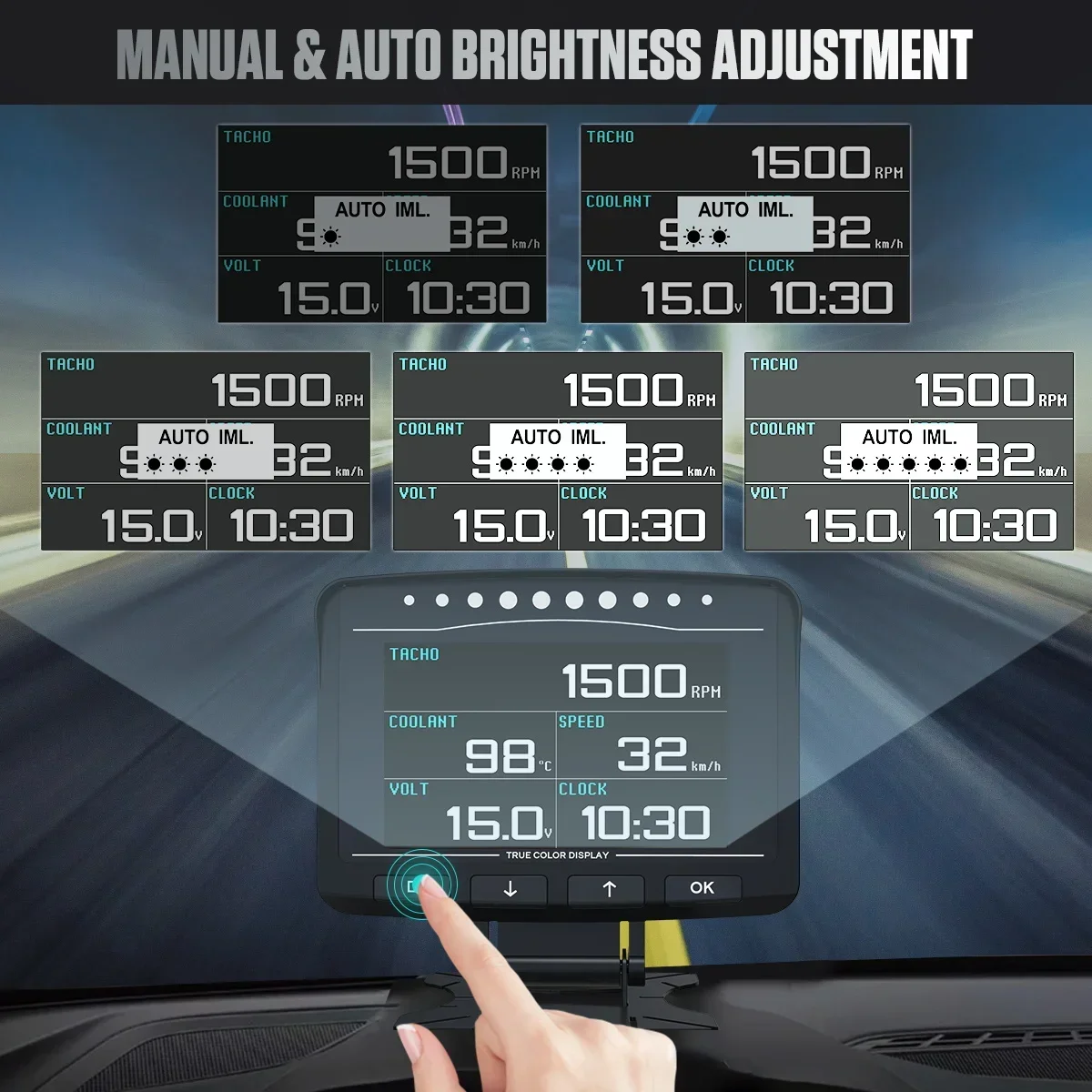 A208 OBD2 Coolant Temperature Trip Speed Fuel Mileage Alarm Automobile On-board Computer OBD Scanner Automotive Diagnostics Tool