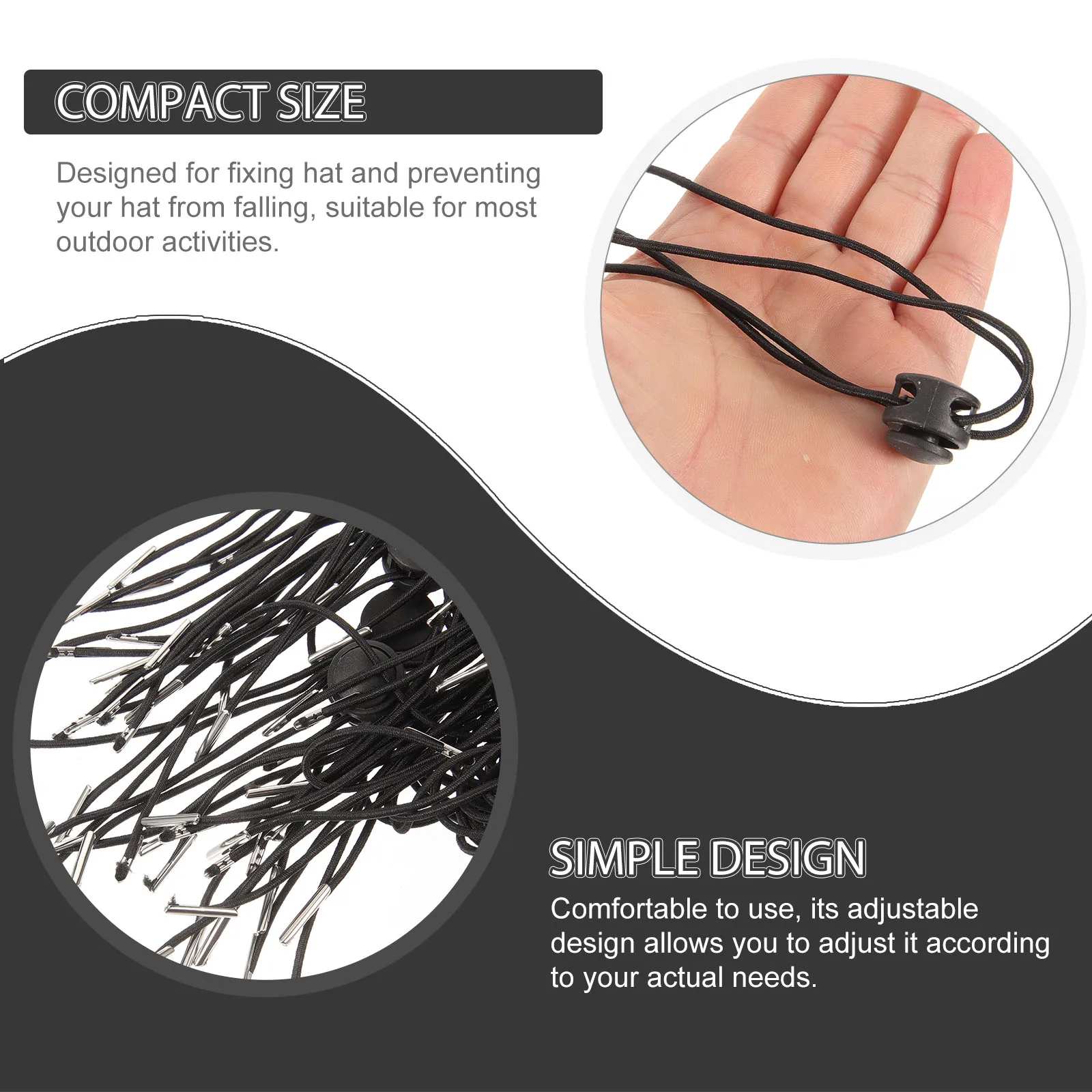 

30 Pcs Windproof Rope Adjustable Chin Strap Elastic Hat Strap for Outdoor Travel Fishing Windproof Hat Clips