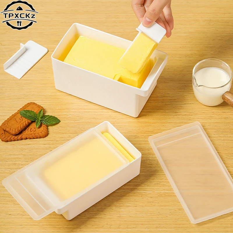 Japanese Butter Cutting Box Butter Cutter Refrigerator Crisper Cheese Container Storage Seal With Lid Butter Splitting Box