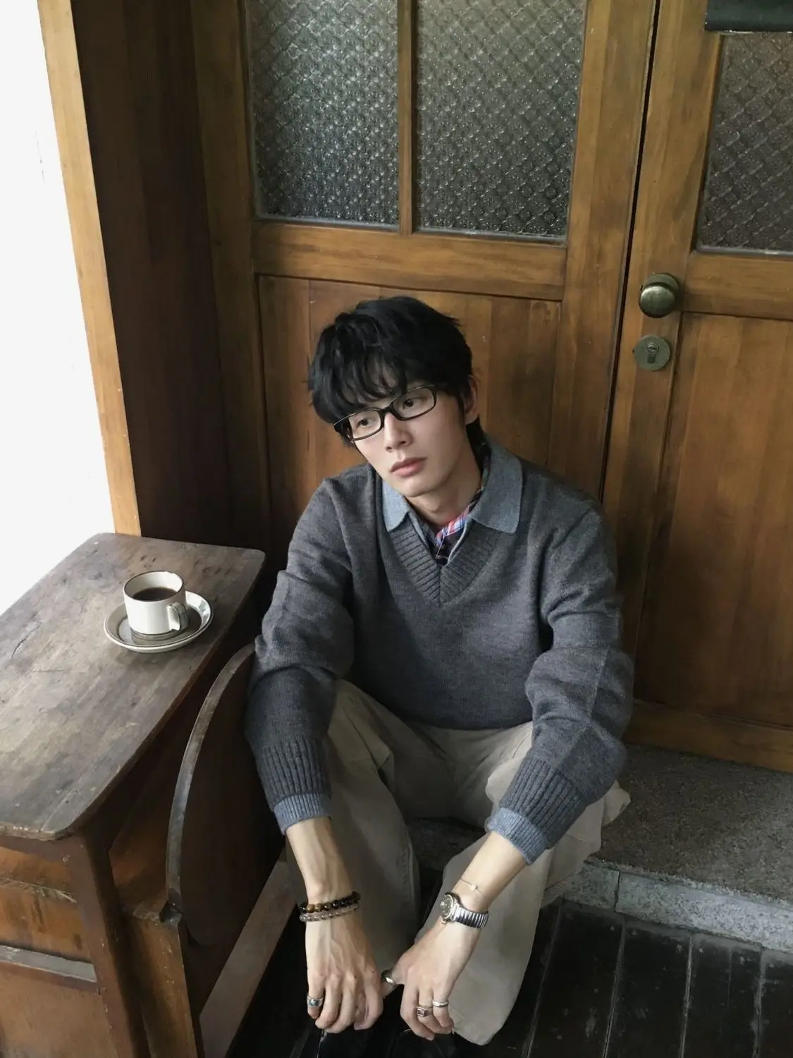 

Old Qianfeng knit sweater for autumn and winter two-piece V-neck atmosphere casual sweater jacket for men and Vintage women