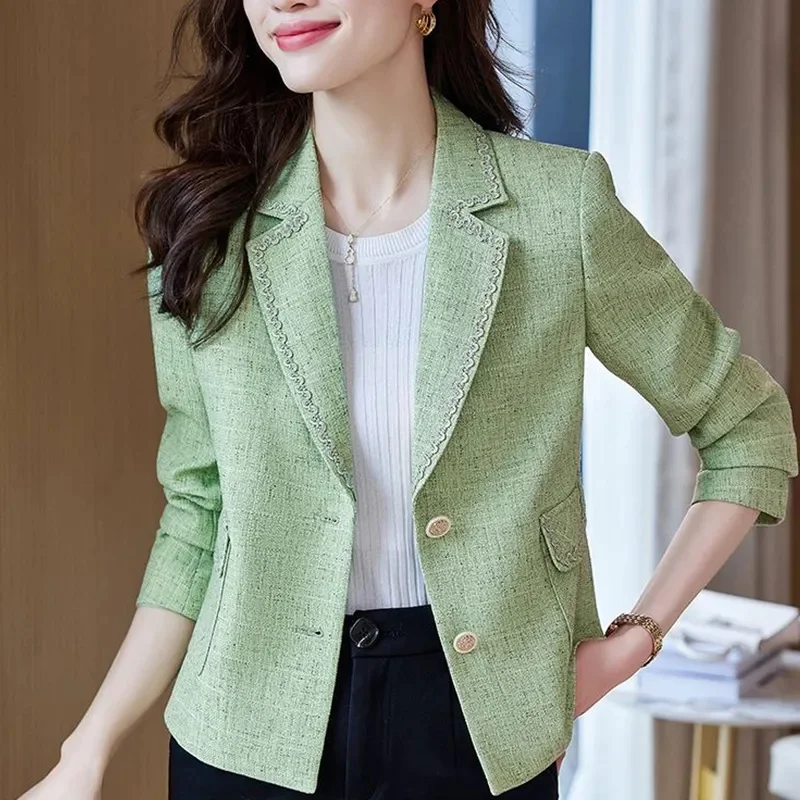 Spring Autumn Women Suit Coat New Korean Casual Small Fragrant Single Breasted Short Jacket Ladies Blazers Female Outerwear 5XL