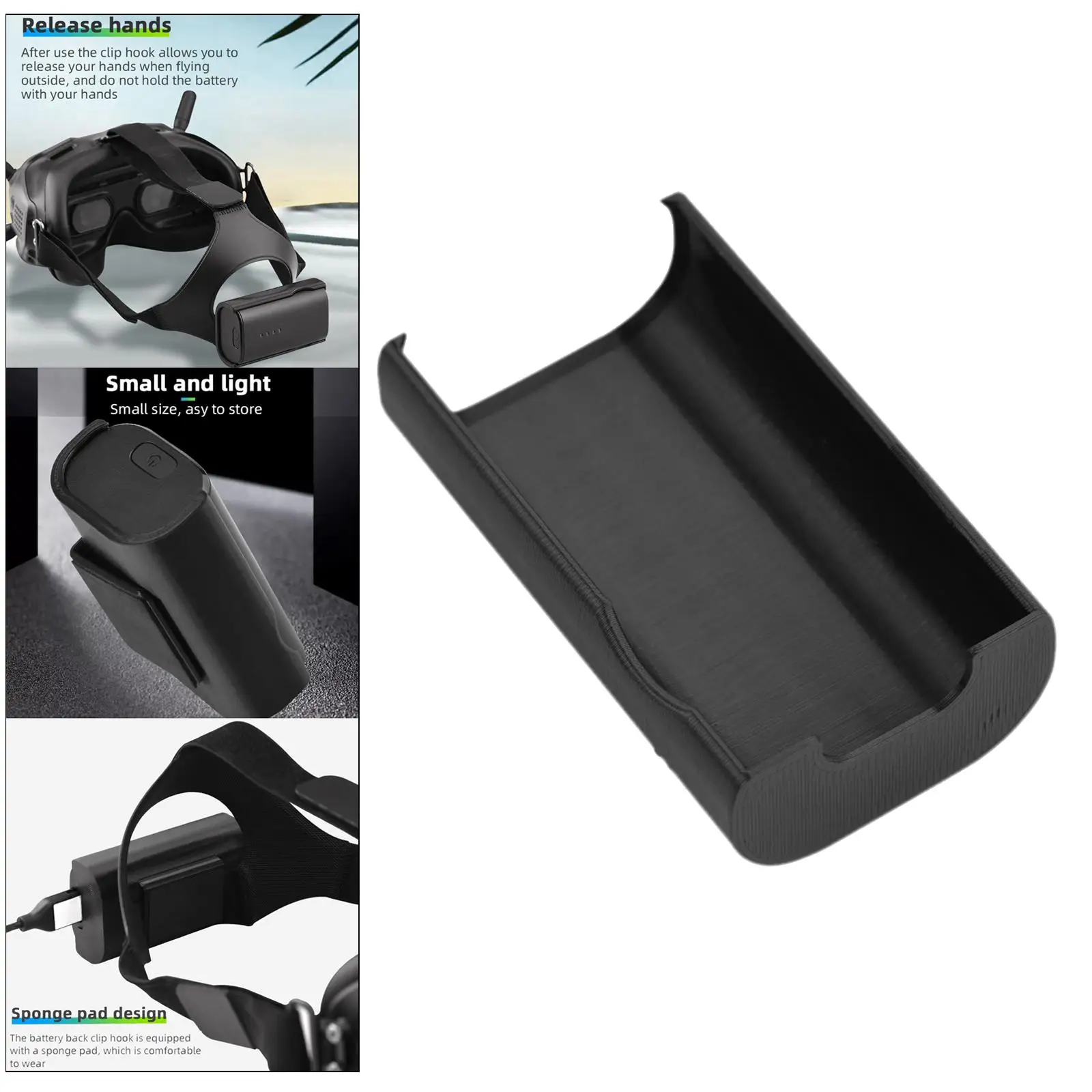 Plastic Battery Bracket Holder, Fit para Goggles V2 Acessório, Cor Preta